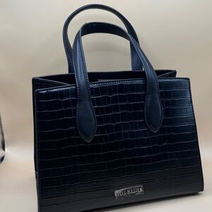 Steve Madden Black Croc-Embossed Satchel
